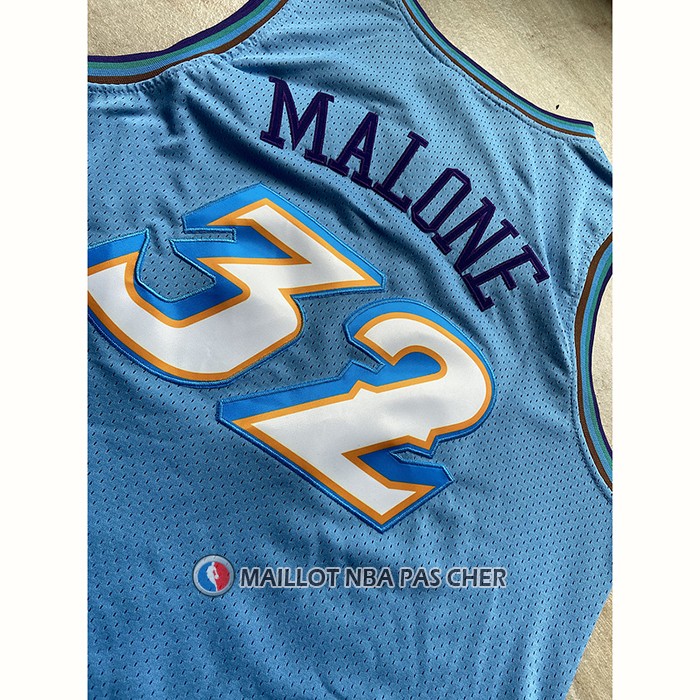 Maillot Utah Jazz Karl Malone NO 32 Mitchell & Ness 1996-97 Bleu